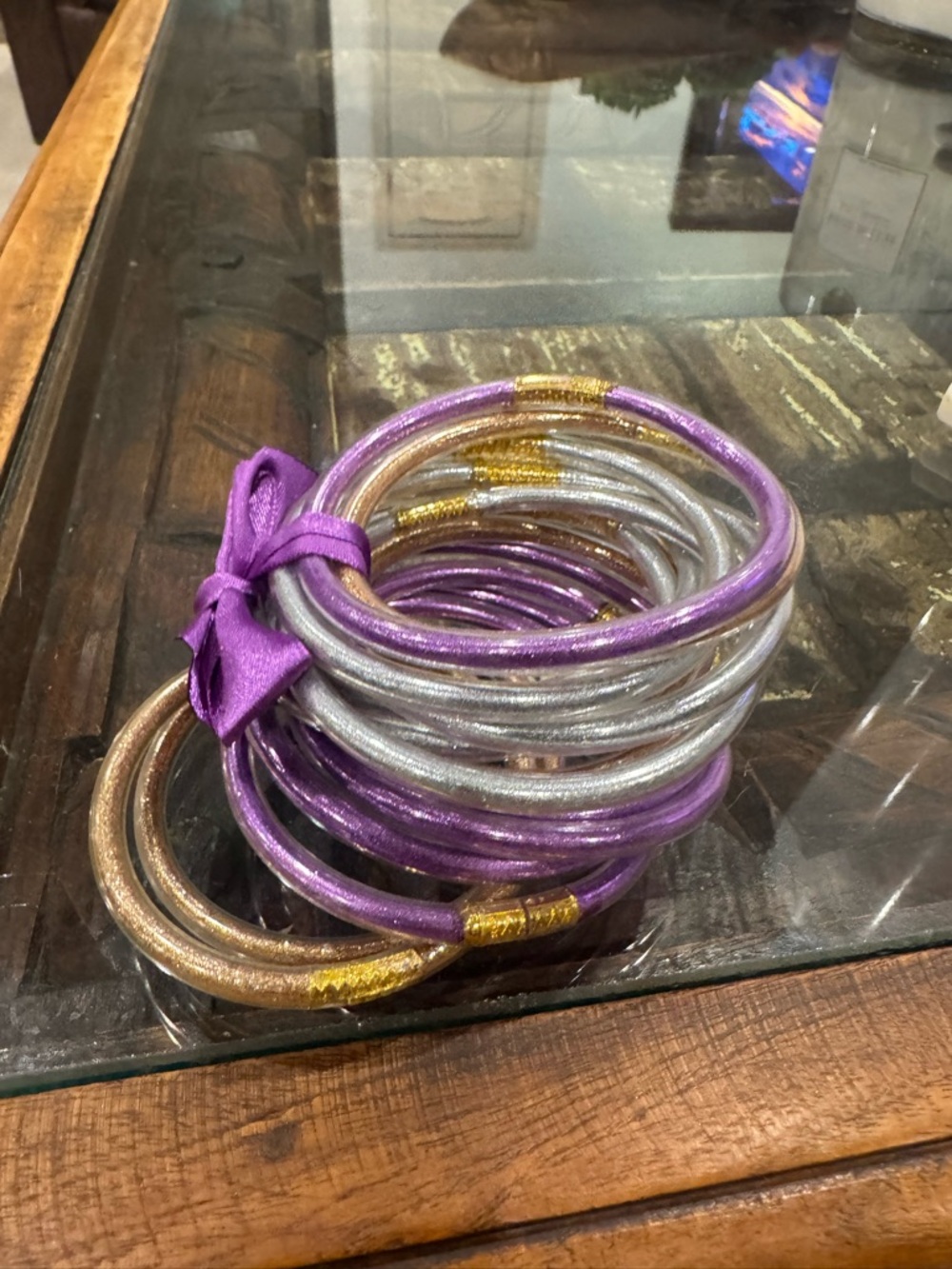 Budhagirl bracelets in Purple, Silver & Rose Gold Stackable Women's Bracelet Set